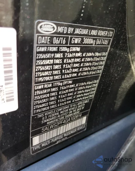 2016 Land Rover Range Rover Sport Hst from USA, damaged, VIN SALWS2PF4GA102814